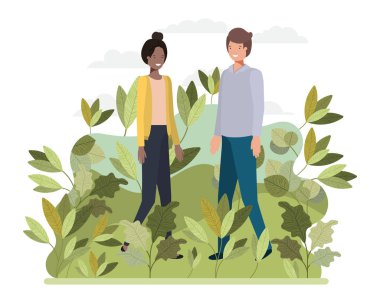 manzara avatar karakter ile genç Çift