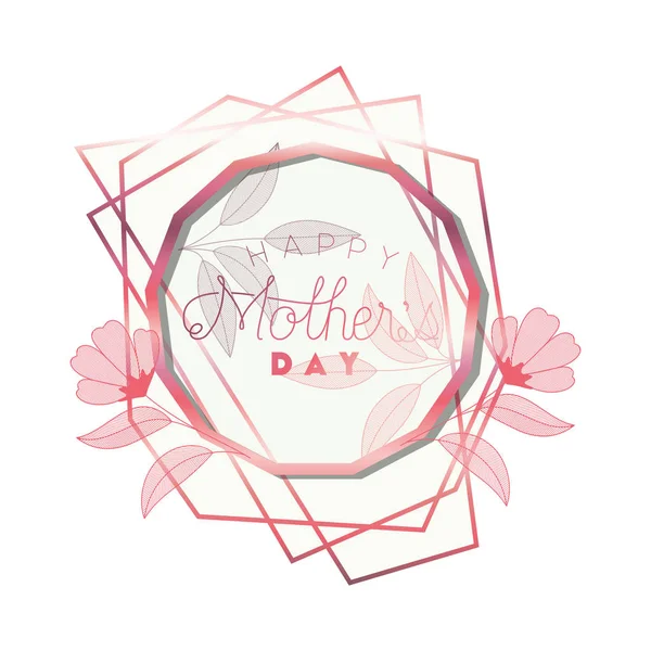 Feliz día de las madres con tridecagon marco rosa — Vector de stock