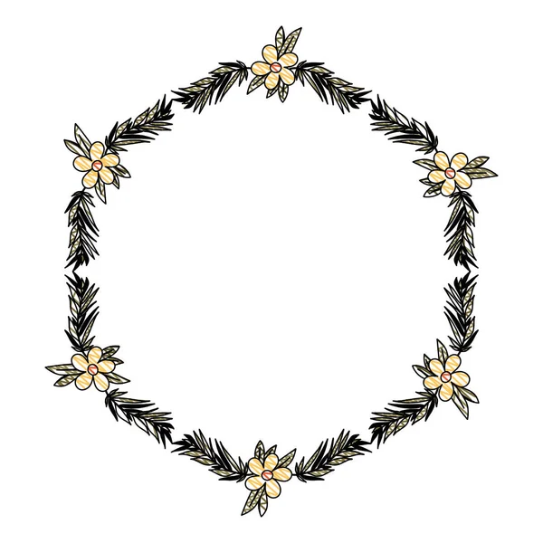 Hermoso marco de flores y hojas — Vector de stock