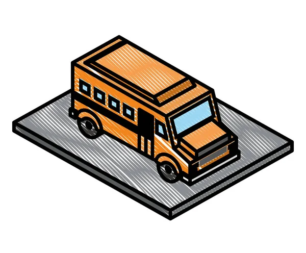 Icône isométrique du transport par autobus scolaire — Image vectorielle