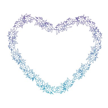 güzel çiçek ve yapraklar kalp şeklinde çerçeve