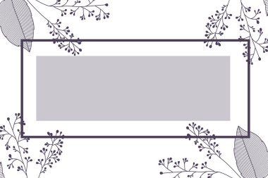 yaprakları ve dikdörtgen izole simgesi ile çiçekler