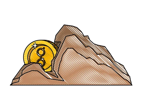 Criptomonedă golem bani în mineritul montan — Vector de stoc