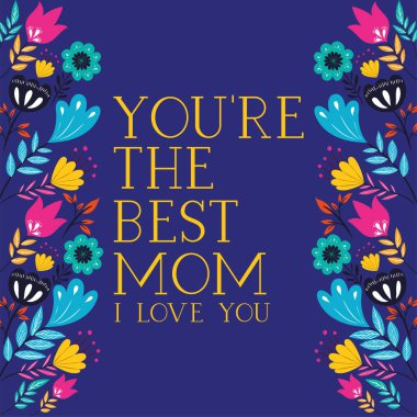 Çiçekli mutlu anneler günü kartı.