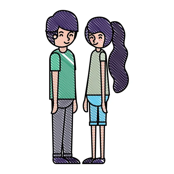 Jeune couple avatars personnages — Image vectorielle