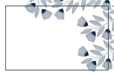 çiçek ve yaprakları izole simgesi ile çerçeve