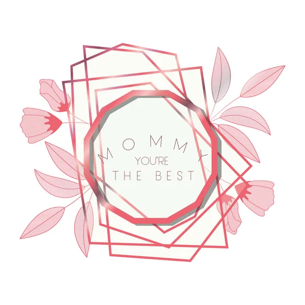 Maman youre le meilleur avec cadre rose dodécagon — Image vectorielle