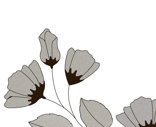 Dalları ve yaprakları simgesi ile çiçekler — Stok Vektör