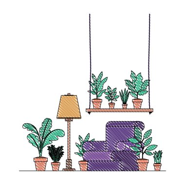 houseplants sahne ile oturma odası