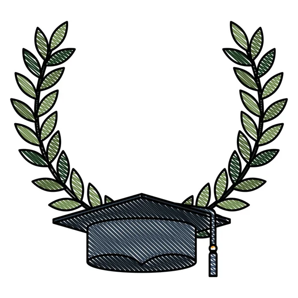 Sombrero de graduación con corona de corona — Vector de stock