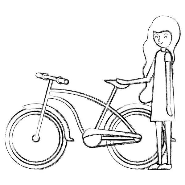 Красивая и молодая женщина с велосипедным характером — стоковый вектор