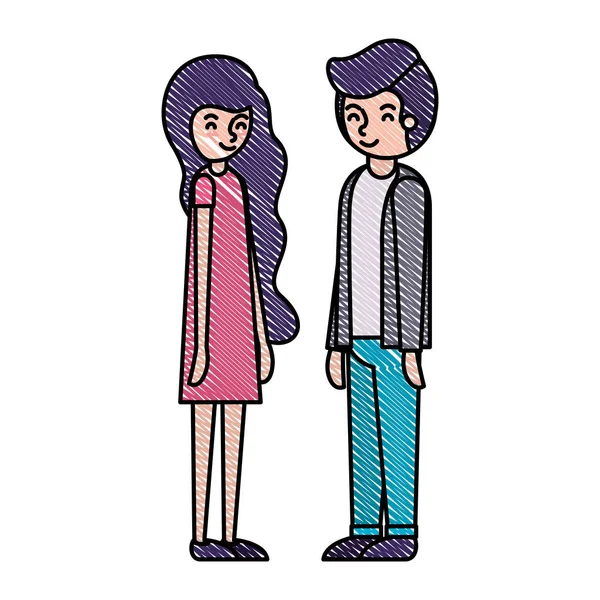 Young couple avatars characters — Stock Vector