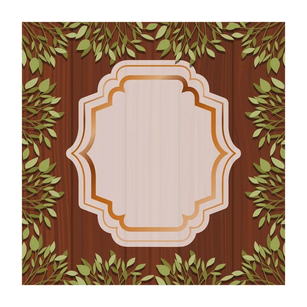 Frame with foliage isolated icon — Stock Vector