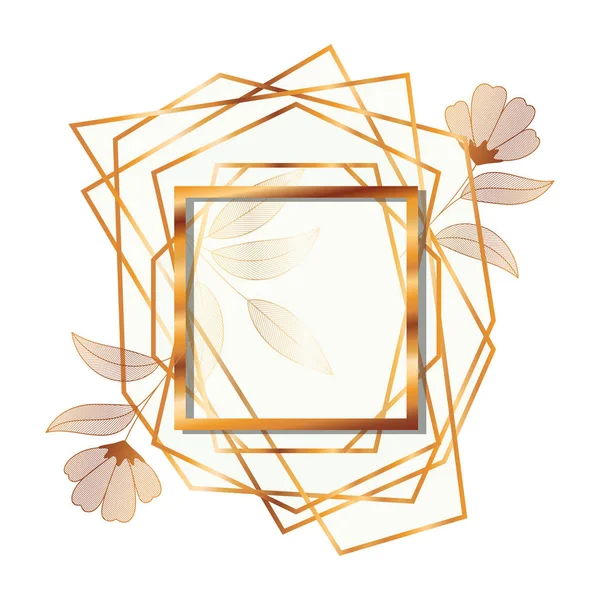 Snímek zlatý s květinami izolovanými ikonami — Stockový vektor