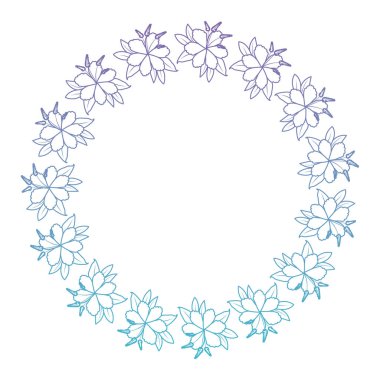 güzel çiçek ve yapraklar dairesel çerçeve