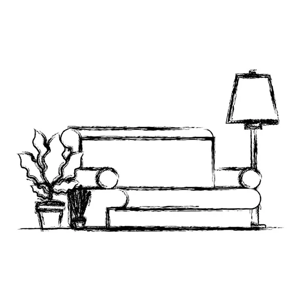 Living room with houseplants scene — Stock Vector