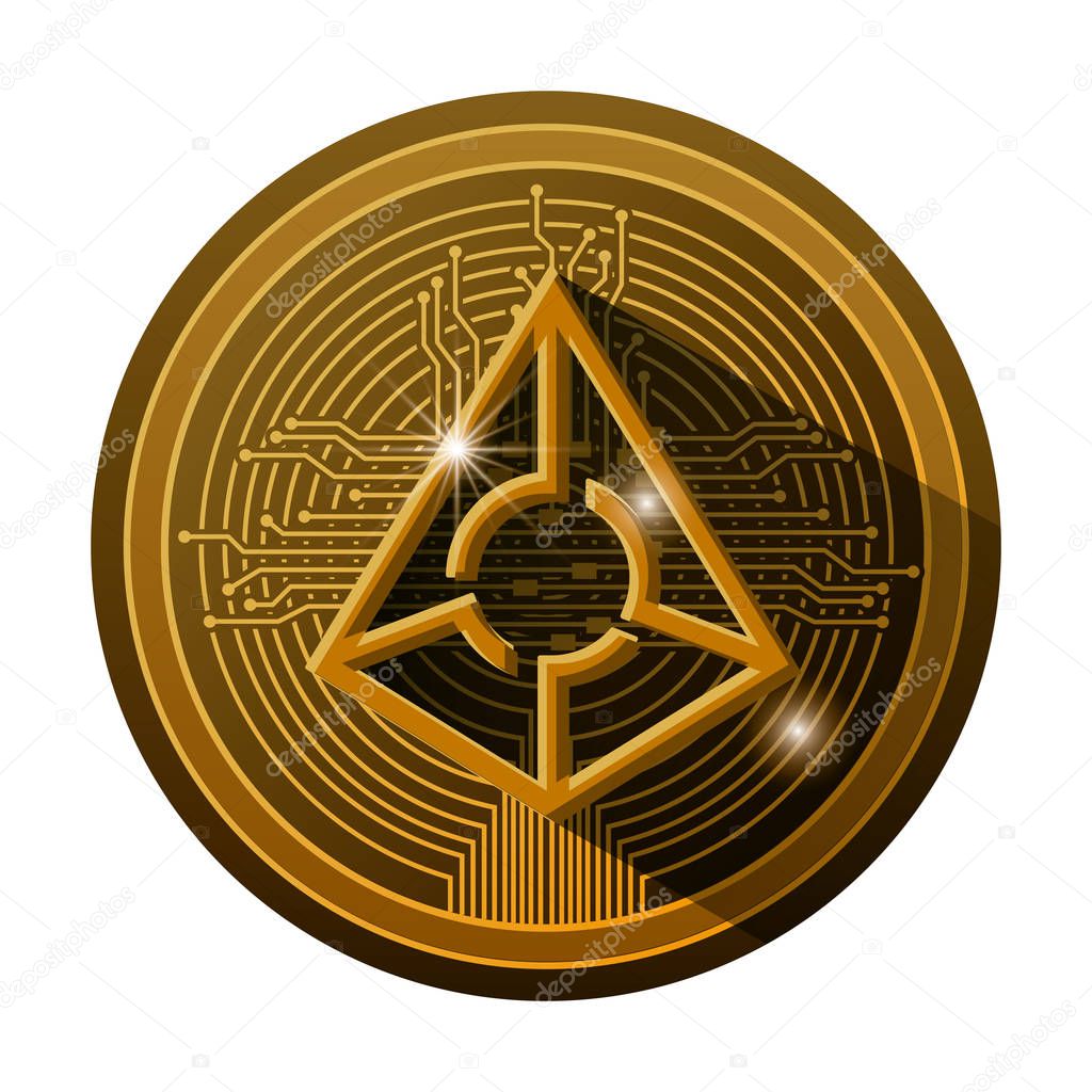 cryptocurrency augur coin with circuit lines