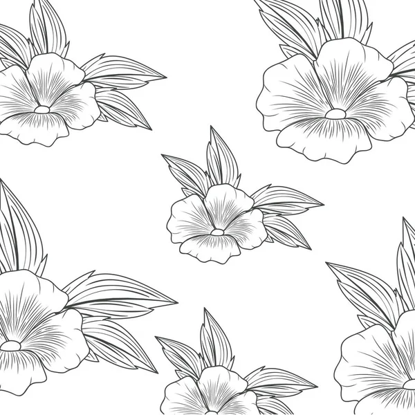 Motif fleurs avec des feuilles icône isolée — Image vectorielle