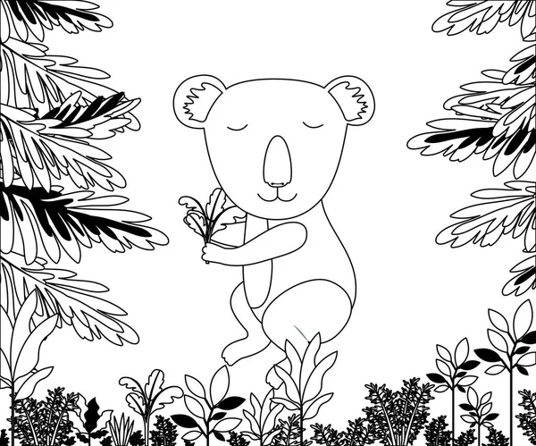 丛林里的野生树袋熊 — 图库矢量图片