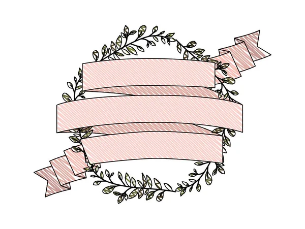 Kronenblätter und Band kreisförmiger Rahmen — Stockvektor