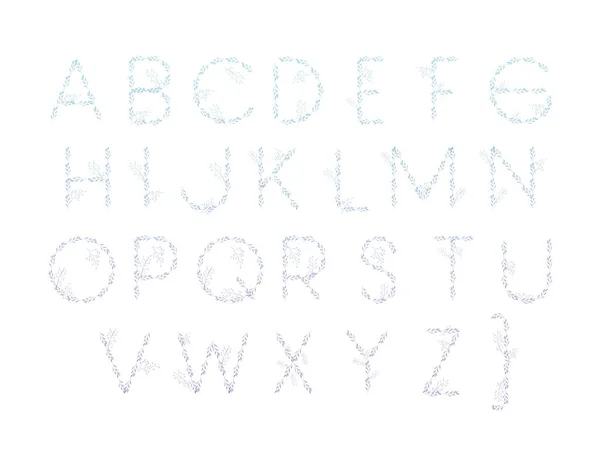 잎이 있는 알파벳 유형 글꼴 — 스톡 벡터