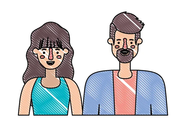 Icônes de personnages avatar couple — Image vectorielle