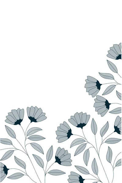 Cadre avec des fleurs et des feuilles icône isolée — Image vectorielle