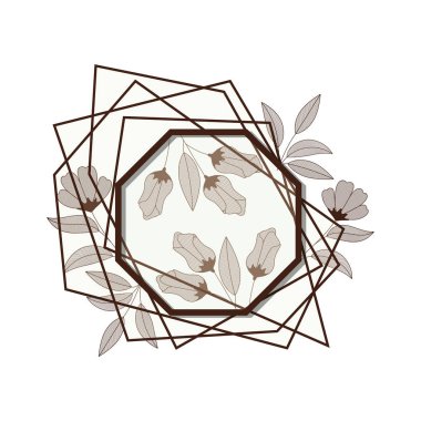 çerçeve çiçek izole simgesiyle