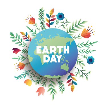 Dünya Gezegeni Dünya Günü Çiçekli süslemelerle