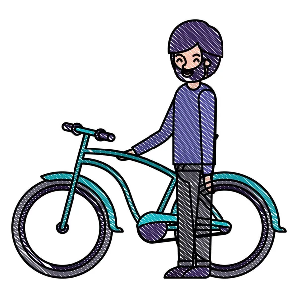 Młody człowiek z awatarem rowerowym — Wektor stockowy