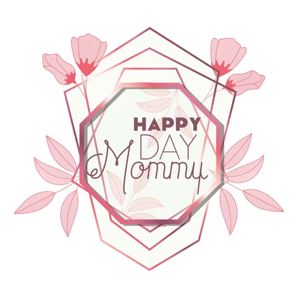 Heureux jour des mères avec octogone cadre rose — Image vectorielle