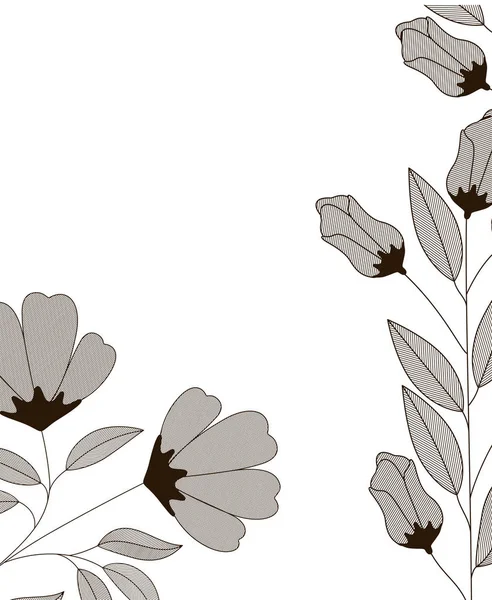 枝と葉のアイコンを持つ花 — ストックベクタ