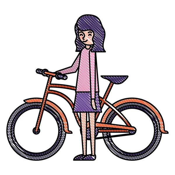 Hermosa y joven mujer con carácter de bicicleta — Archivo Imágenes Vectoriales