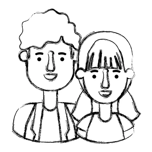 Pareja avatar caracteres iconos — Vector de stock