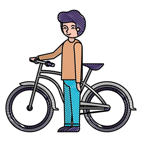 Młody człowiek z awatarem rowerowym — Wektor stockowy