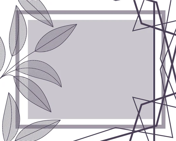 Gren med löv och ram isolerad ikon — Stock vektor
