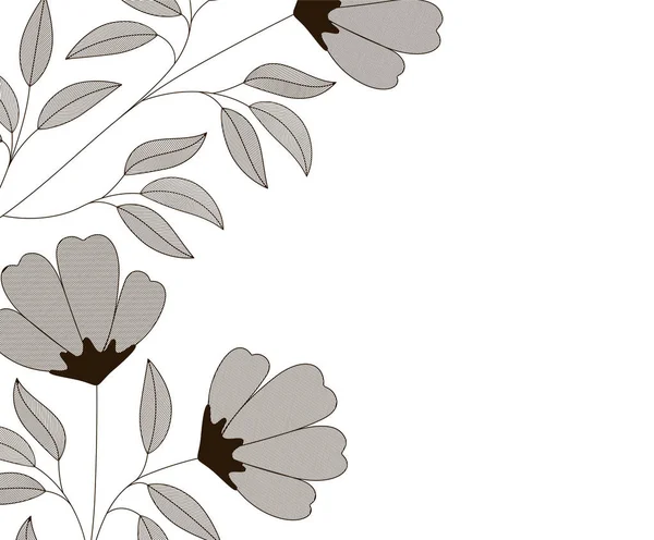 Kwiaty z gałązkami i liści ikona — Wektor stockowy