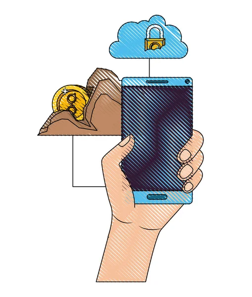 Tehnologie de comerț criptomonede set icoane — Vector de stoc