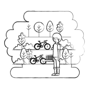 bisiklet ile parkta adam