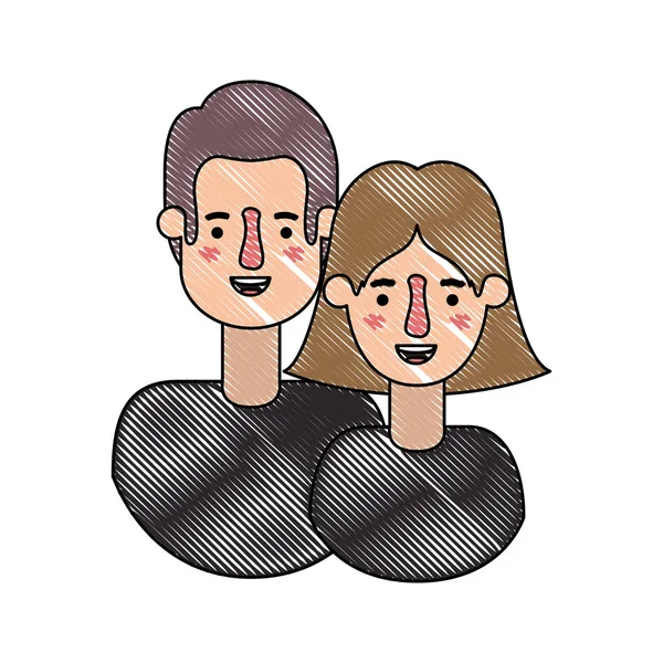 Pareja avatar caracteres iconos — Vector de stock