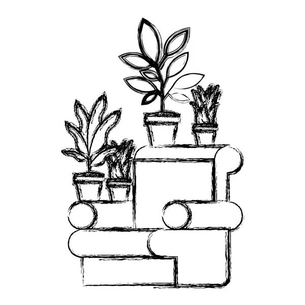 Vardagsrum med krukväxter scen — Stock vektor