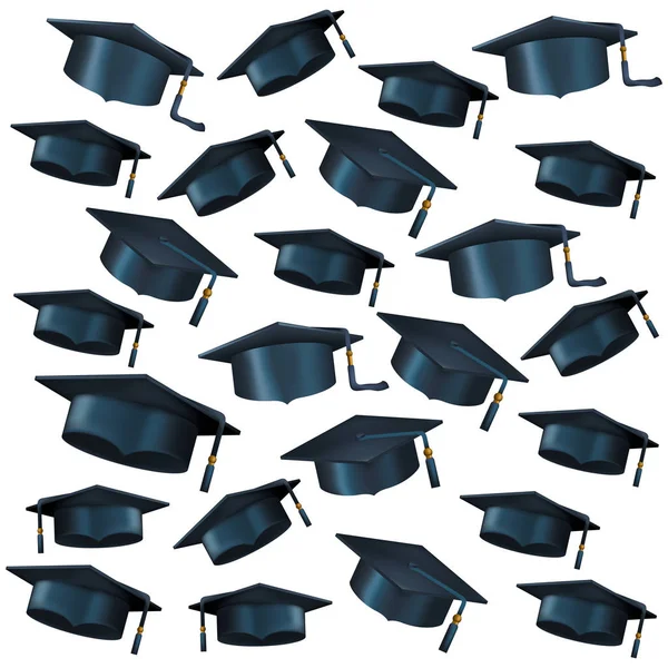 Hats graduation pattern background — Stock Vector