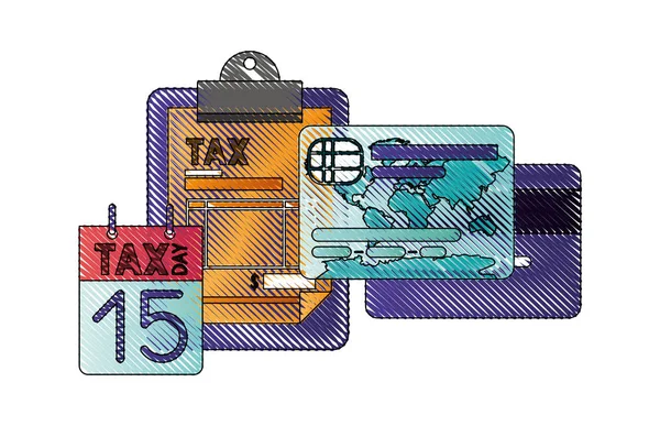 Zwischenablage Steuern mit Kalender und Kreditkarte — Stockvektor