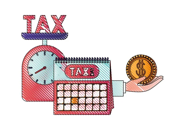 Scala con tasse e calendario — Vettoriale Stock