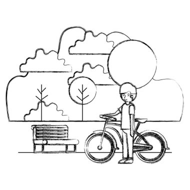 bisiklet ile parkta adam