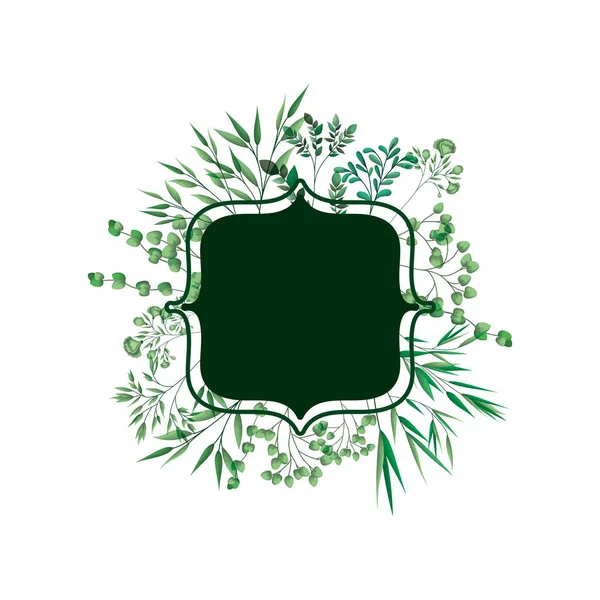 Cadre vert avec branches et feuilles — Image vectorielle