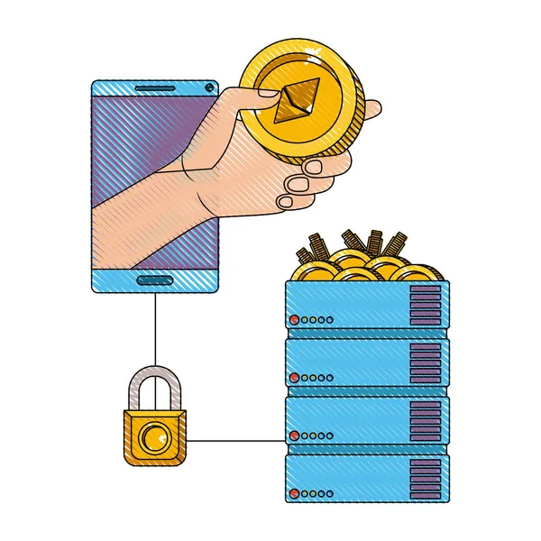 Monedas de etéreo criptomoneda establecer iconos — Archivo Imágenes Vectoriales