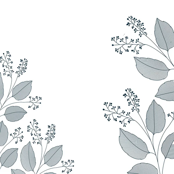 Blommor och löv isolerad ikon — Stock vektor