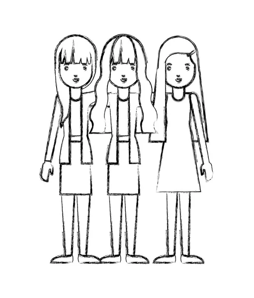 Grupo de personajes femeninos — Vector de stock