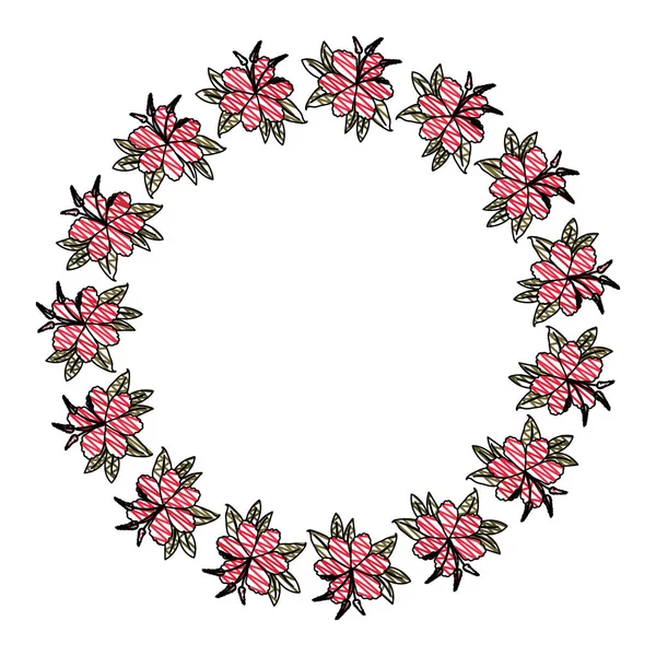 Mooie bloem en Leafs circulaire frame — Stockvector